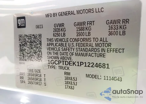 2023 Chevrolet Colorado 4Wd Short Box Z71 from USA, damaged, VIN 1GCPTDEK1P1224681